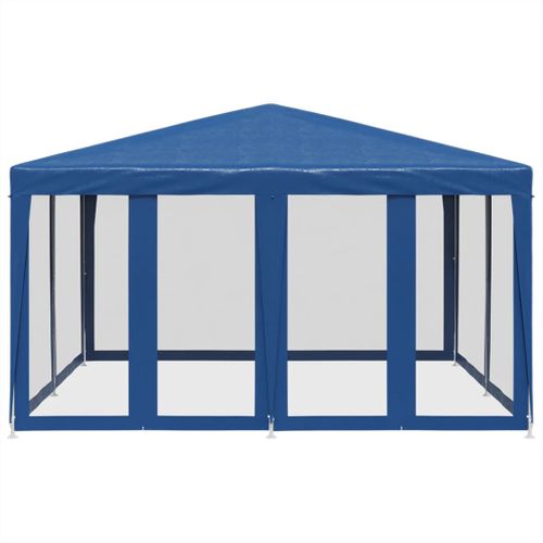 Tente De Fête Avec 8 Parois Latérales En Maille Bleu 4x4m Pehd