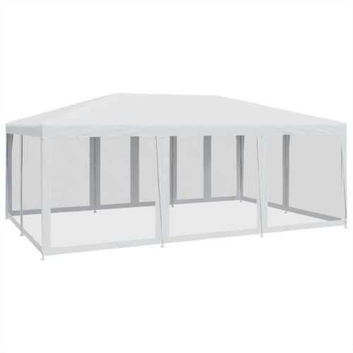 Tente De Fête Avec 10parois Latérales En Maille Blanc 6x4m Pehd