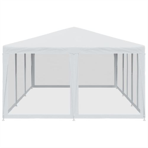 Tente De Fête Avec 10parois Latérales En Maille Blanc 6x4m Pehd