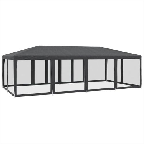Tente De Fête Avec 12 Parois Latérales Maille Anthracite 8x4 M
