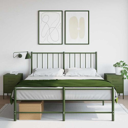 Tables De Chevet 2 Pièces Vert Olive 36x39x50,5 Cm Acier