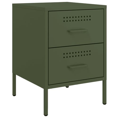 Table De Chevet Vert Olive 36x39x50,5 Cm Acier