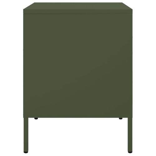 Table De Chevet Vert Olive 36x39x50,5 Cm Acier