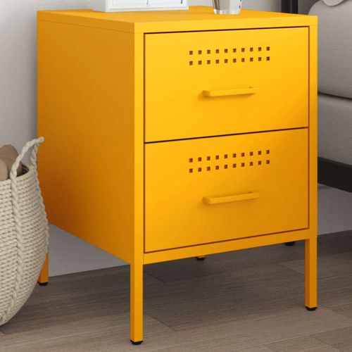 Table De Chevet Jaune Moutarde 36x39x50,5 Cm Acier