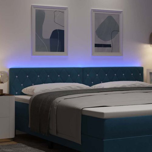 Tête De Lit LED Argyle Bleu Foncé 200 Cm Velours