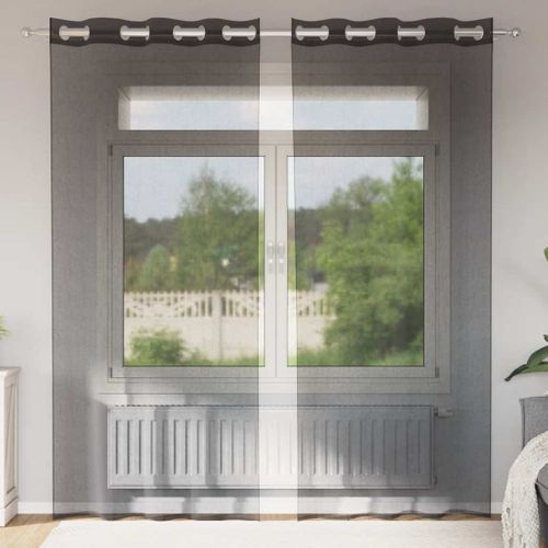Rideaux En Voile Avec Oeillets 2 Pièces Noir 140x245 Cm