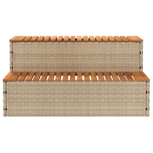 Marche Bain Remous Beige 100x50x50,5 Cm Polyrotin Acacia Massif