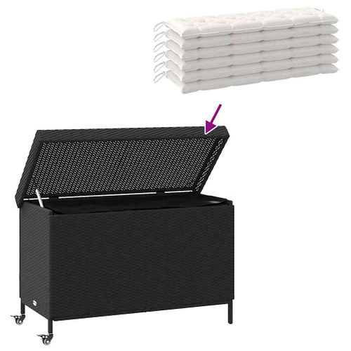 Boîte De Rangement De Jardin Et Roues Noir Résine Tressée