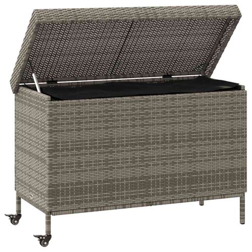 Boîte De Rangement De Jardin Et Roues Gris Résine Tressée