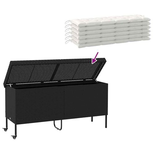 Boîte De Rangement De Jardin Et Roues Noir Résine Tressée