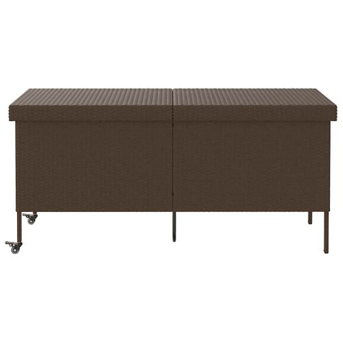 Boîte Rangement Jardin Roues Marron 160x55x75 Cm Résine Tressée