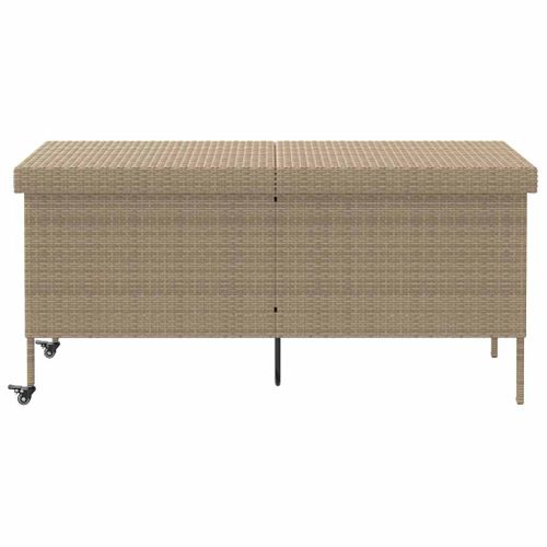 Boîte Rangement Jardin Roues Beige 160x55x75 Cm Résine Tressée