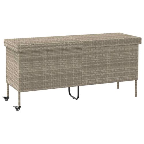 Boîte De Rangement De Jardin Et Roues Gris Clair Résine Tressée