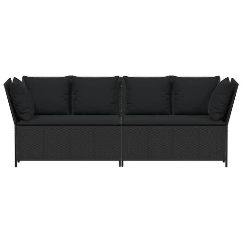 Canapé De Jardin Avec Coussins Noir Résine Tressée