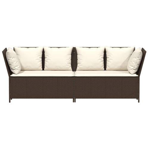 Canapé De Jardin Avec Coussins Marron Résine Tressée