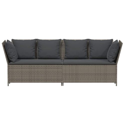 Canapé De Jardin Avec Coussins Gris Résine Tressée