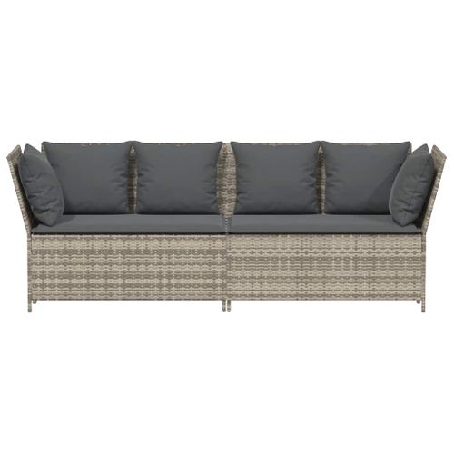 Canapé De Jardin Et Coussins Gris Clair Résine Tressée