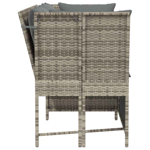 Canapé De Jardin Et Coussins Gris Clair Résine Tressée