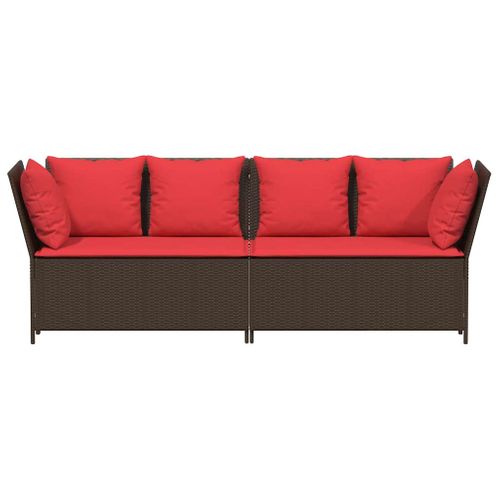 Canapé De Jardin Avec Coussins Marron Résine Tressée