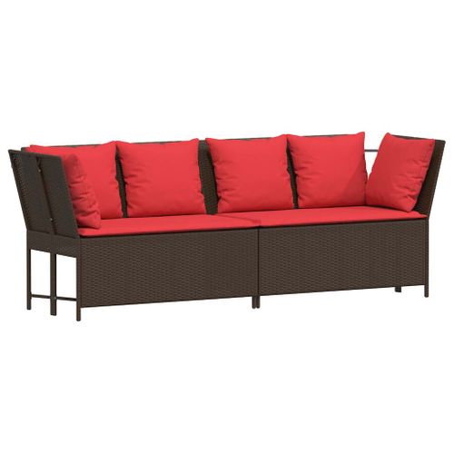 Canapé De Jardin Avec Coussins Marron Résine Tressée