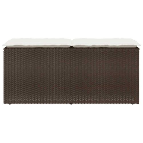 Banc De Jardin Avec Coussin Marron 110x40x44 Cm Résine Tressée