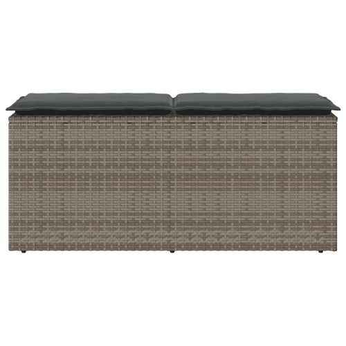 Banc De Jardin Avec Coussin Gris 110x40x44 Cm Résine Tressée