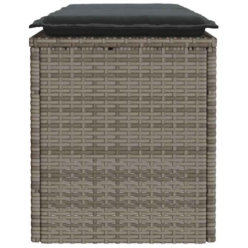Banc De Jardin Avec Coussin Gris 110x40x44 Cm Résine Tressée