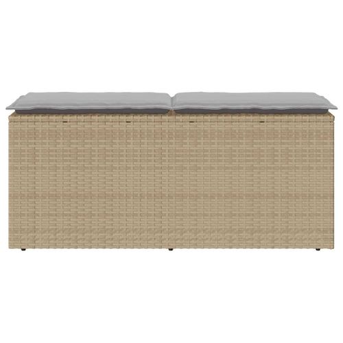 Banc De Jardin Avec Coussin Beige 110x40x44 Cm Résine Tressée