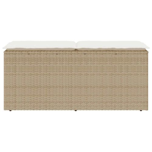 Banc De Jardin Avec Coussin Beige 110x40x44 Cm Résine Tressée