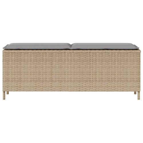 Banc De Jardin Avec Coussin Beige 110x30x40,5 Cm Résine Tressée
