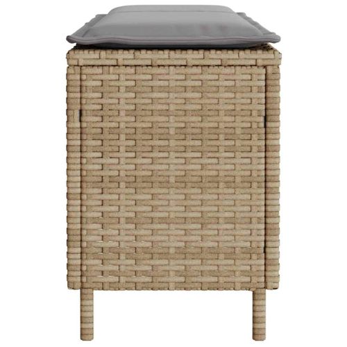 Banc De Jardin Avec Coussin Beige 110x30x40,5 Cm Résine Tressée