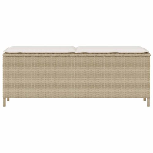 Banc De Jardin Avec Coussin Beige 110x30x40,5 Cm Résine Tressée