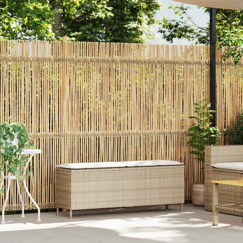 Banc De Jardin Avec Coussin Beige 110x30x40,5 Cm Résine Tressée