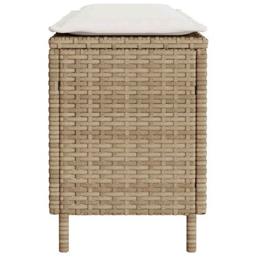 Banc De Jardin Avec Coussin Beige 110x30x40,5 Cm Résine Tressée