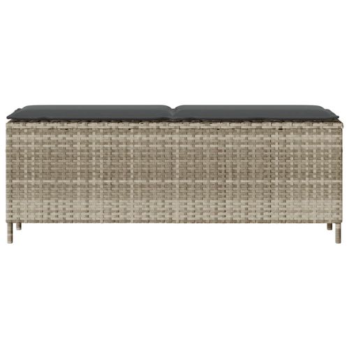 Banc De Jardin Coussin Gris Clair 110x30x40,5 Cm Résine Tressée