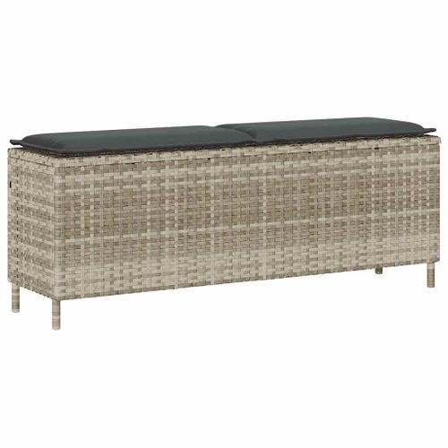 Banc De Jardin Coussin Gris Clair 110x30x40,5 Cm Résine Tressée