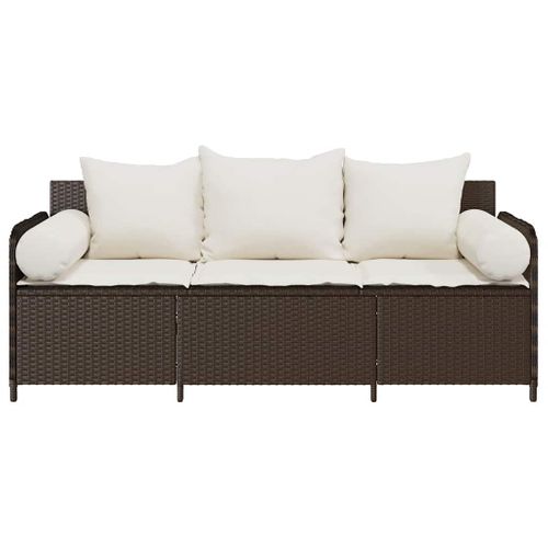 Canapé De Jardin Avec Coussins 3 Places Brun Résine Tressée