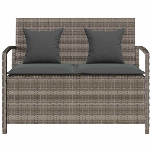 Banc De Rangement De Jardin Avec Coussin Gris Résine Tressée