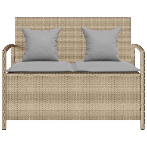 Banc De Rangement De Jardin Avec Coussin Beige Résine Tressée