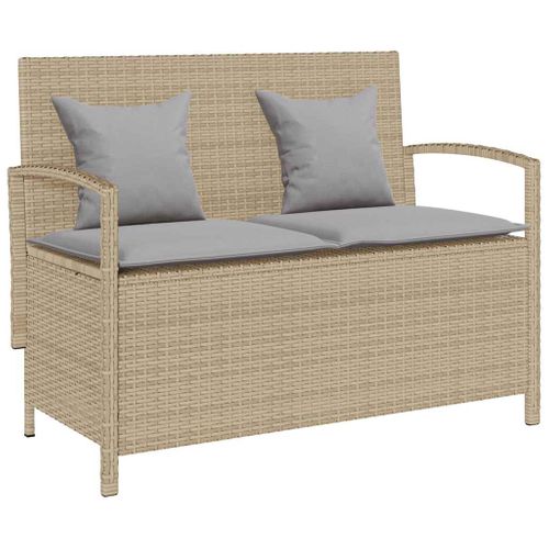 Banc De Rangement De Jardin Avec Coussin Beige Résine Tressée