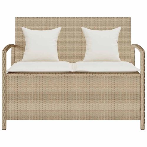 Banc De Rangement De Jardin Avec Coussin Beige Résine Tressée