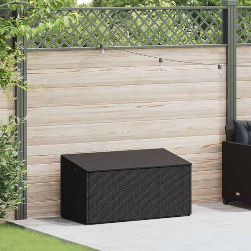 Coffre De Rangement De Jardin Noir 110x50x58 Cm Résine Tressée