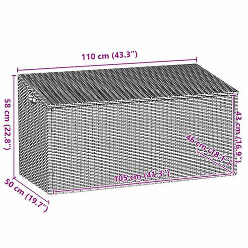 Boîte De Rangement De Jardin Gris Clair 110x50x58 Cm Rotin