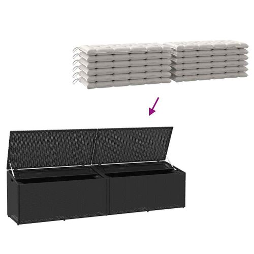 Boîte De Rangement De Jardin Noir 220x50x58 Cm Résine Tressée