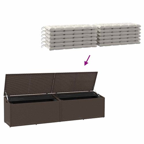 Boîte De Rangement De Jardin Marron 220x50x58 Cm Résine Tressée