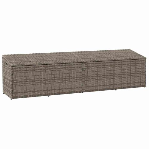 Boîte De Rangement De Jardin Gris 220x50x58 Cm Résine Tressée