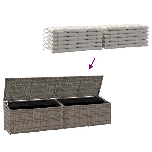 Boîte De Rangement De Jardin Gris 220x50x58 Cm Résine Tressée