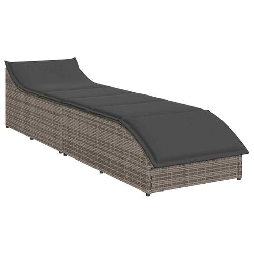 Chaise Longue Pliante Coussin Et Rangement Gris Résine Tressée