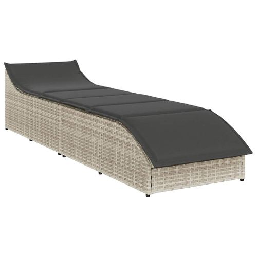 Chaise Longue Pliante Coussin Et Rangement Gris Clair Polyrotin