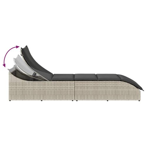 Chaise Longue Pliante Coussin Et Rangement Gris Clair Polyrotin